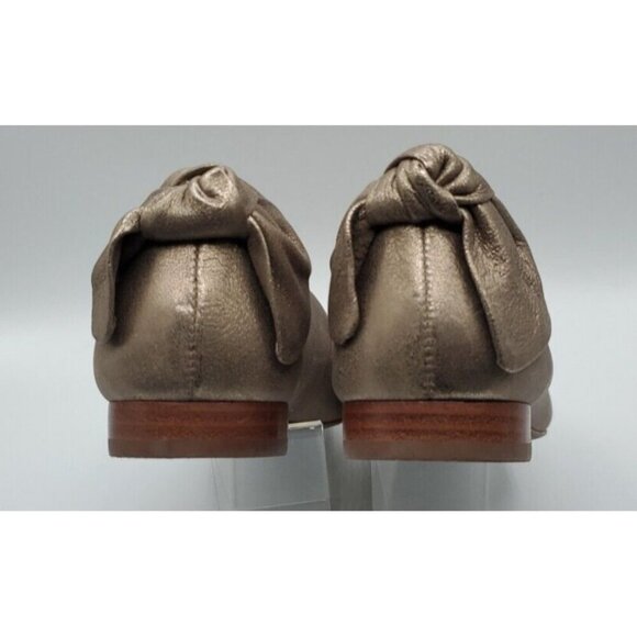 Bernardo Women Eloise Leather Bow Ballet Flat 7 Platinum Distressed Leather Gold - Picture 14 of 16